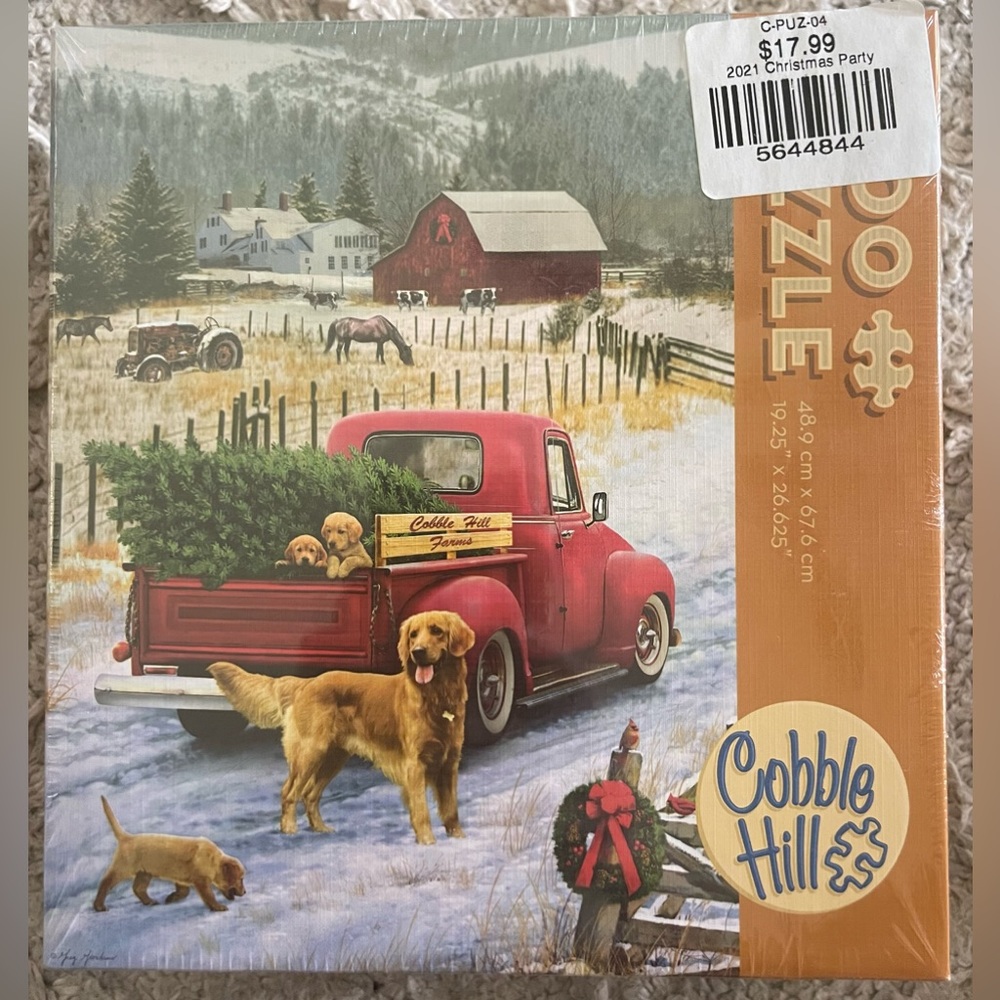 New Sealed Cobble Hill Christmas On The Farm 1000 Piece Puzzle